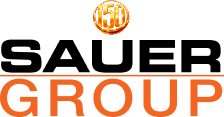 Sauer Group construction site with workers and equipment.