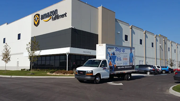 Amazon fulfillment warehouse with Sauer Group logistics services.